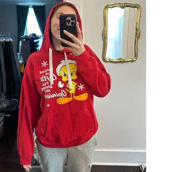 LOONEY TUNES Tweety Bird Holiday Sweatshirt Fits Like a Size Small - Picture 4 of 6